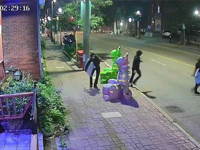 The Ottawa Chinatown BIA posted an update that the stolen dinosaur statue was brought back by three individuals overnight.