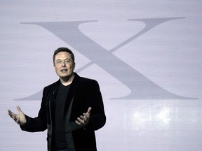 Elon Musk, CEO of Tesla Motors Inc., introduces the Model X car at the company's headquarters