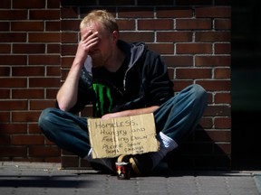 homeless panhandler