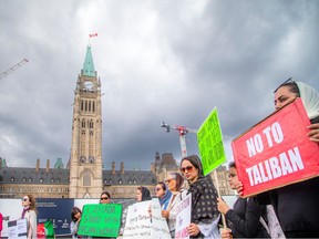 The Ottawa chapter of the Canadian Women for Women in Afghanistan held a rally on Parliament Hill on Sunday, Aug. 13, 2023, to draw attention to the women's rights crisis in Afghanistan.