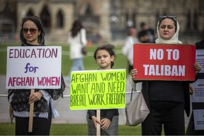 The Ottawa chapter of the Canadian Women for Women in Afghanistan held a rally on Parliament Hill on Sunday, Aug. 13, 2023, to draw attention to the women's rights crisis in Afghanistan.