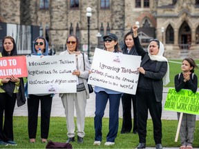 The Ottawa chapter of the Canadian Women for Women in Afghanistan held a rally on Parliament Hill on Sunday, Aug. 13, 2023, to draw attention to the women's rights crisis in Afghanistan.