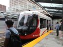 An LRT train at Tunney's Pasture Station on Aug. 8, 2023.