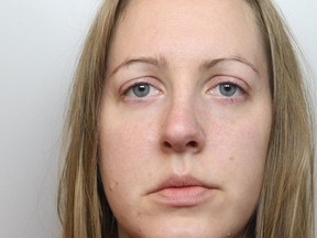 In this handout photo provided by Cheshire Constabulary, Lucy Letby has a headshot taken while in police custody in November 2020. Letby, a former nurse at Countess of Cheshire Hospital, was convicted of murdering seven babies, and attempting to murder six more, in the hospital's neonatal ward between 2015 and 2016.