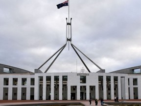 A general view of the Australian Parliament House building in Canberra on June 15, 2023.