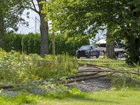 Significant trackbed heaving (left) and debris on the line (right) prompted St. Lawrence Parks Commission operators to stop running its minature train ride on the expanded route between Upper Canada Village and Crysler Park Marina this season. The attraction operated on the original shorter route until a derailment in July shuttered the popular ride indefinitely. Blancher photo/The Morrisburg Leader