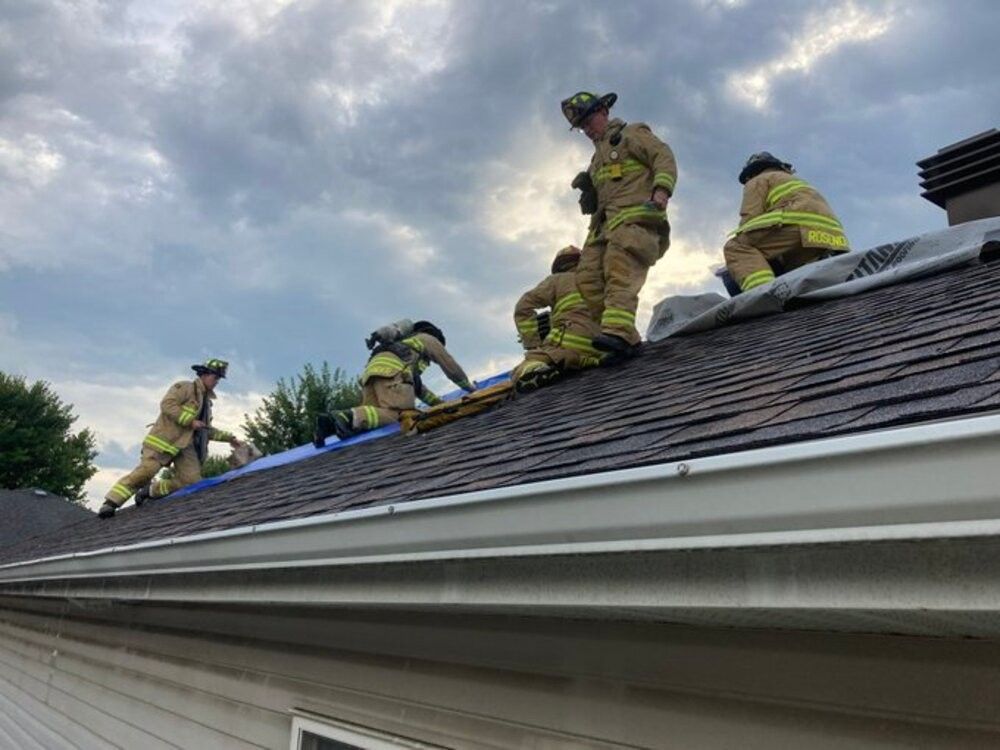 Ottawa Fire Services says part of a roof was ripped off a home in Riverside South.