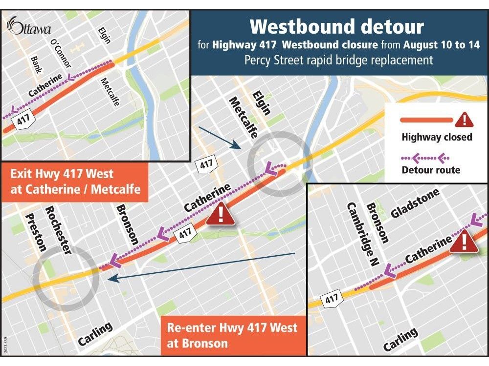 Queensway detour Percy Street bridge replacement