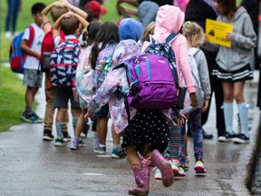 Children outside a school