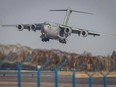 C-17 Globemaster cargo plane lands at Rzeszów-Jasionka Airport in Poland