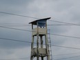 A sign on a watchtower at the Guayaquil prison says "We want Fito back." MUST CREDIT: Photo for The Washington Post by Andres Yepez