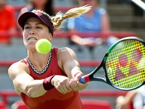 Genie Bouchard plays at the qualifying match fro the National Bank Open on Aug. 5.