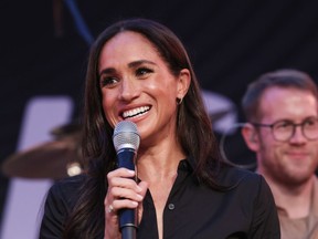 Meghan Markle, Duchess of Sussex, speaks at the Invictus Games in Germany.