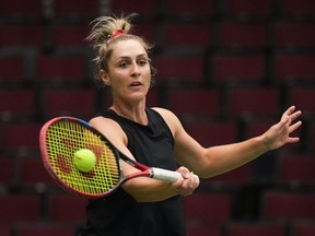 Ottawa's Gabriela Dabrowski takes part in practice for the Billie Jean King Cup tennis qualifiers against Belgium, in Vancouver, B.C., Tuesday, April 11, 2023. Dabrowski and partner Erin Routliffe will play for the women's doubles championship at the U.S. Open.