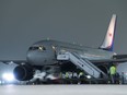 Canadian Prime Minister Justin Trudeau's plane is seen on the tarmac after being grounded due to a technical issue following the G20 Summit in New Delhi, India on Sunday, Sept. 10, 2023.