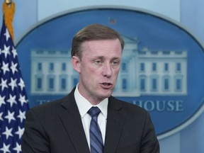 White House national security adviser Jake Sullivan speaks during the daily briefing at the White House in Washington, Friday, Sept. 15, 2023.