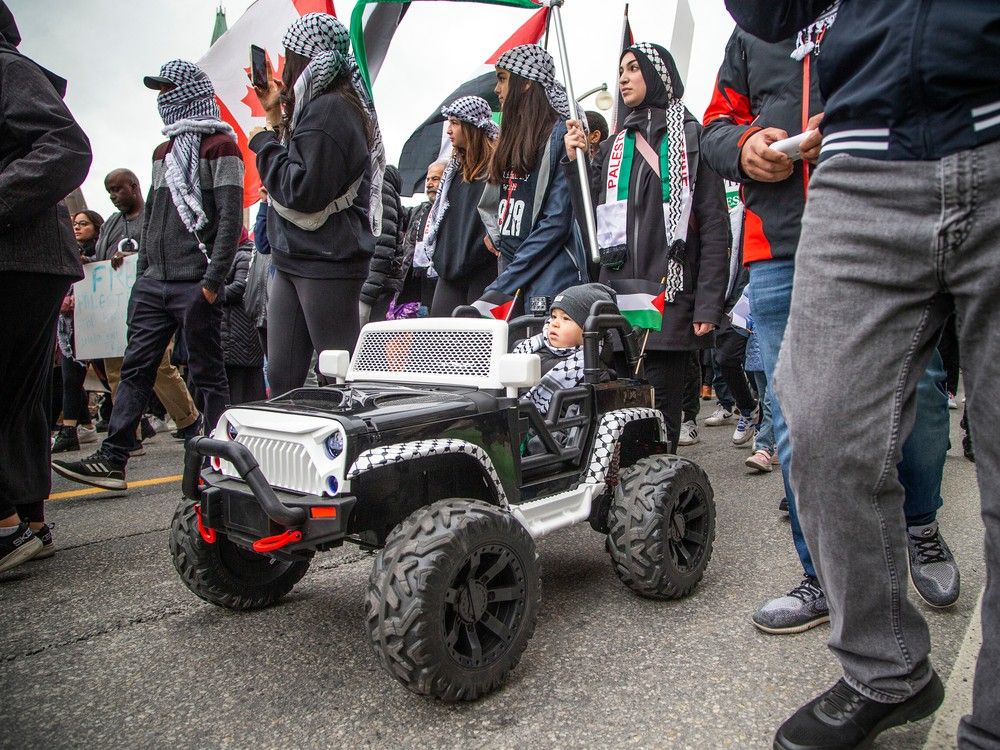 A large group organized by the Palestinian Youth Movement, INSAF UO, and the Students for Justice in Palestine Carleton came together on Parliament Hill then marched to the Embassy of Israel on O'Connor Street, Sunday, October 15, 2023.