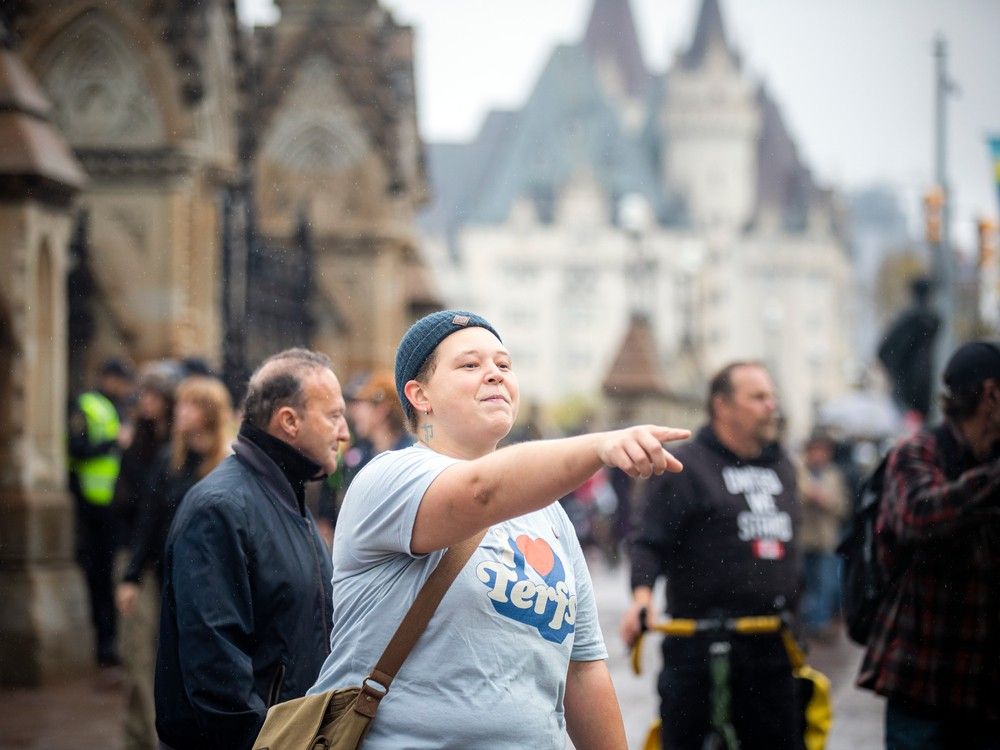 Gender policy protester