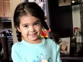 A photo of Maélie Brossoit-Nogueira, a 6-year-old girl who was killed in 2020 by her mother Stéphanie Brossoit. The girl's family is suing youth protection services for $3 million because it received four warnings about Brossoit before the girl was killed.