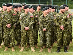 Canadian soldiers lined up
