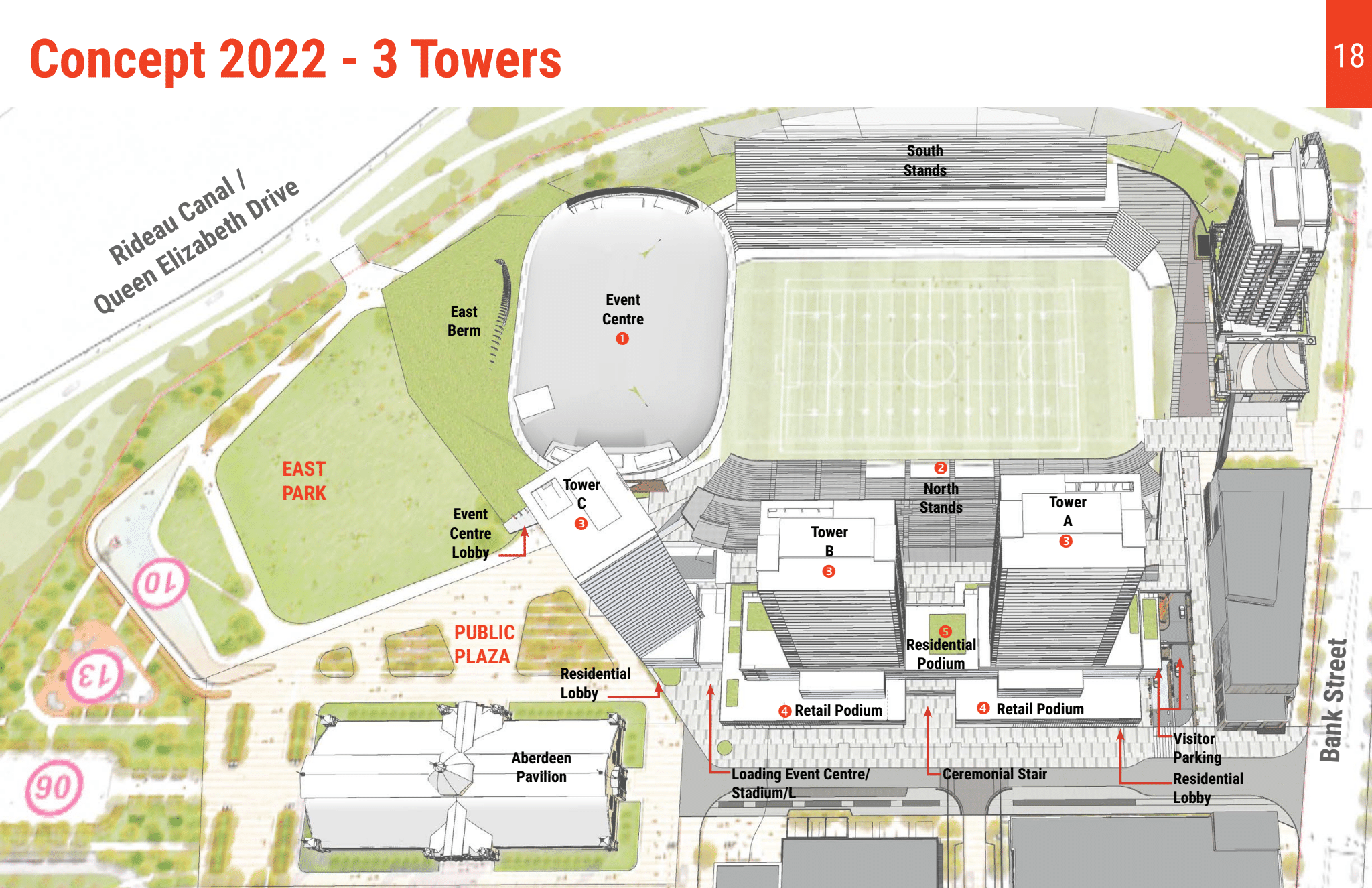 2022 vs 2023 Concept Plan of Lansdowne Park, renderings from report released Oct. 6, 2023