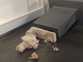 ancient Roman statue toppled at the Israel Museum in Jerusalem