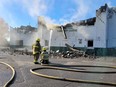 Firefighters at the scene of a fire on York Street in Napanee on Monday, Oct. 23, 2023.