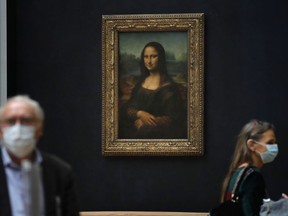 Leonardo da Vinci's Mona Lisa at its home in the Louvre museum.