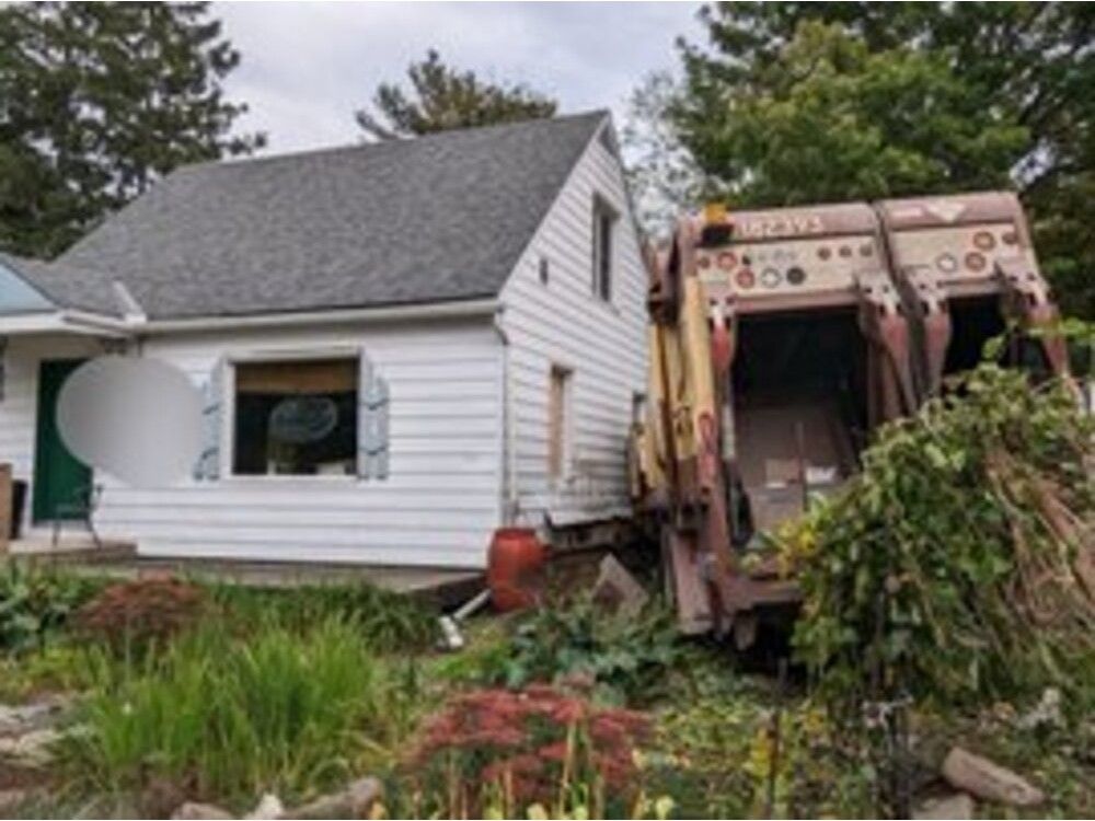 garbage truck crashed into Crown Crescent house