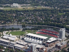 Lansdowne Park, taken from a helicopter, Aug. 18, 2022.