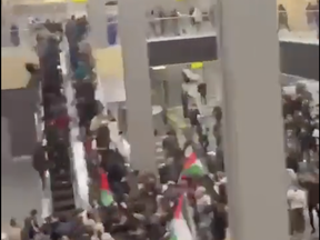 A mob at Makhachkala Uytash Airport in Russia's Dagestan Republic