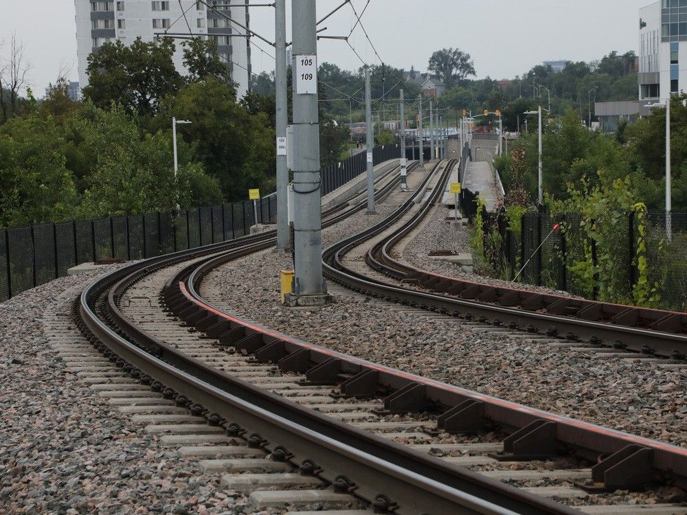One of the curves on the Confederation Line is this one near Hurdman Station.