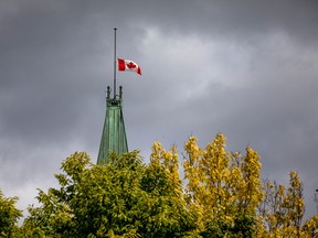 Canadian flag at half-mast