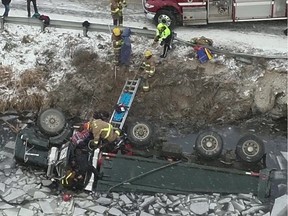 dump truck calabogie submerged