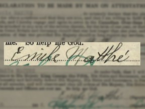 Emile Matthe's signature, as seen on his military attestation papers, is the most personal visual representation that remains of the Canadian soldier who died in 1921. Matthe was randomly selected in the 2023 We Are The Dead project.