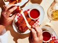 Mozzarella sticks with marinara sauce and fried calamari at Rizzo's House of Parm in Matty Matheson's hometown of Fort Erie, Ont.