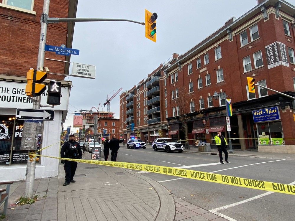 Paramedics took a man to hospital with non-life-threatening injuries following a shooting in Centretown Monday, Nov. 6, 2023.