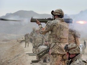 Canadian soldier in Afghanistan fires weapon