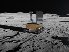 An artist's impression of the as-yet-unnamed lunar rover on the surface of the moon.
