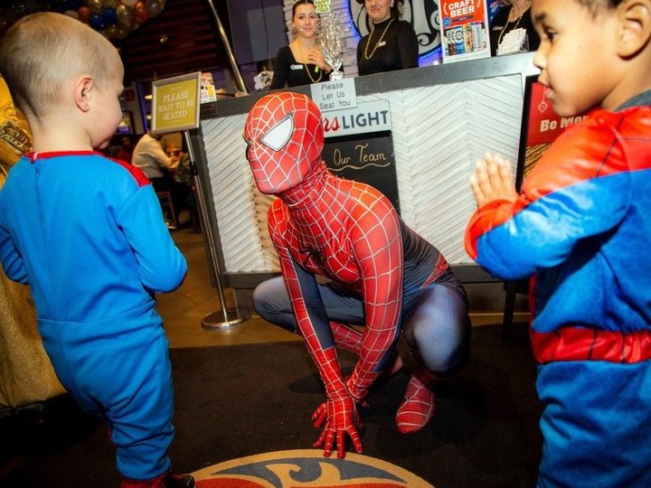  Belle and Spider-Man made an appearance at the Boston Pizza in Orléans Sunday, Dec. 31 2023, while they were hosting their children’s New Years Eve bash.