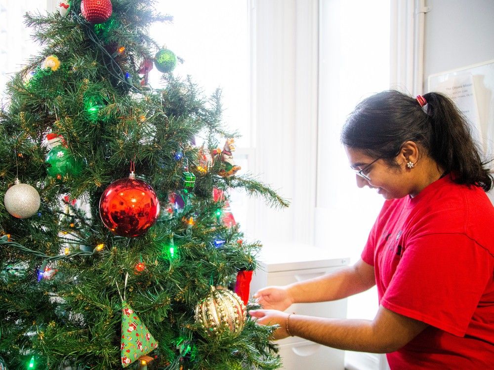 Lucksiha Sivarupan was part of a group of Carleton University students who recently decorated the Christmas tree at the Ottawa Mission.

