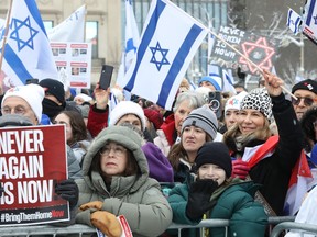 Thousands of people attended a pro-Israel rally on Parliament Hill on Monday, Dec. 4, 2023.