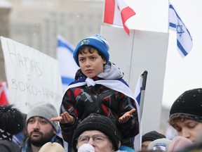 Thousands of people attended a pro-Israel rally on Parliament Hill on Monday, Dec. 4, 2023.