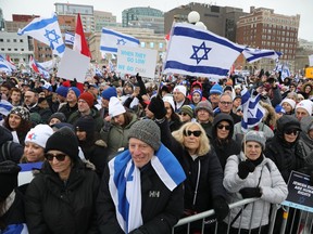 Thousands of people attended a pro-Israel rally on Parliament Hill on Monday, Dec. 4, 2023.