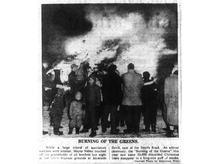  On January 22, 1959, thousands of Ottawa residents gathered to watch the ‘Burning of the Greens,’ as tens of thousands of Christmas trees were burned.