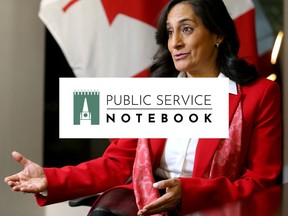 President of the Treasury Board Anita Anand after a year-end interview in downtown Ottawa on Dec. 14, 2023.