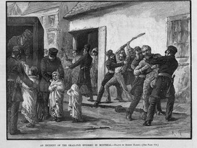Police quarantine smallpox sufferers in the 1880s