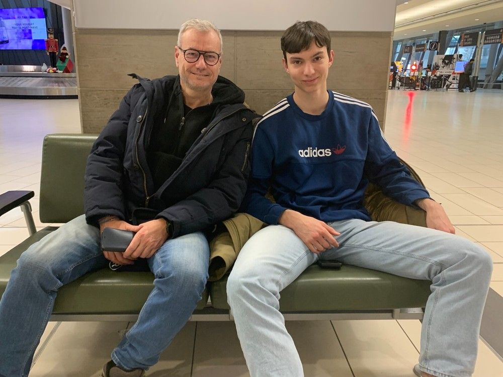 Remi and Romain Verdier were waiting at the Ottawa airport for their daughter and sister to arrive from Winnipeg. Once reunited, the family plans to see a Senators game and go to a museum.