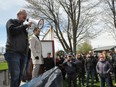 Lanark, Frontenac, Kingston independent MPP Randy Hillier spoke the 150 or so protesters that gathered at the Eastern Ontario Health Unit's Pitt Street office on Saturday May 1, 2021 in Cornwall, Ont. Francis Racine/Cornwall Standard-Freeholder/Postmedia Network