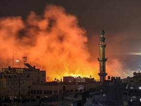 Fire after bombardment of Rafah in Gaza Strip